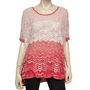 BCBG Max Azria Silk Blend Chevron Poncho Knit Sweater Top Pink S Nwt $198
